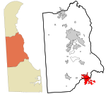 Kent County Delaware incorporated and unincorporated areas Milford highlighted